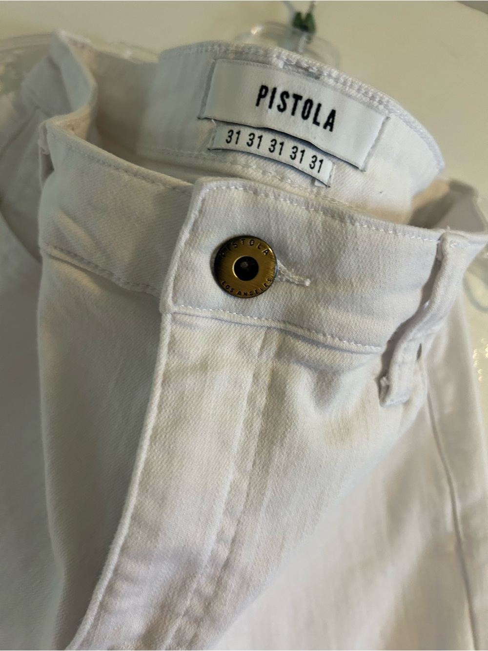 Pistola White Denim Jeans with Brass Button